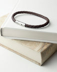 Personalised Men's Capsule Tube Woven Bracelet in Cedar Brown