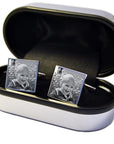 Engraved Cufflinks – Custom Photo Wedding Gift with Chrome Case for Men
