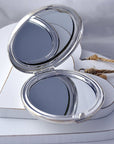 Photo Engraved Mirror – Double Sided Compact Handbag Mirror with Velvet Pouch Gift