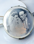Photo Engraved Mirror – Double Sided Compact Handbag Mirror with Velvet Pouch Gift