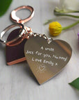 Personalised Special Date Key Ring - Engraved Stainless Steel Heart Shaped Keychain