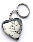 Personalised Special Date Key Ring - Engraved Stainless Steel Heart Shaped Keychain