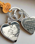 Personalised Special Date Key Ring - Engraved Stainless Steel Heart Shaped Keychain