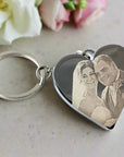 Personalised Special Date Key Ring - Engraved Stainless Steel Heart Shaped Keychain
