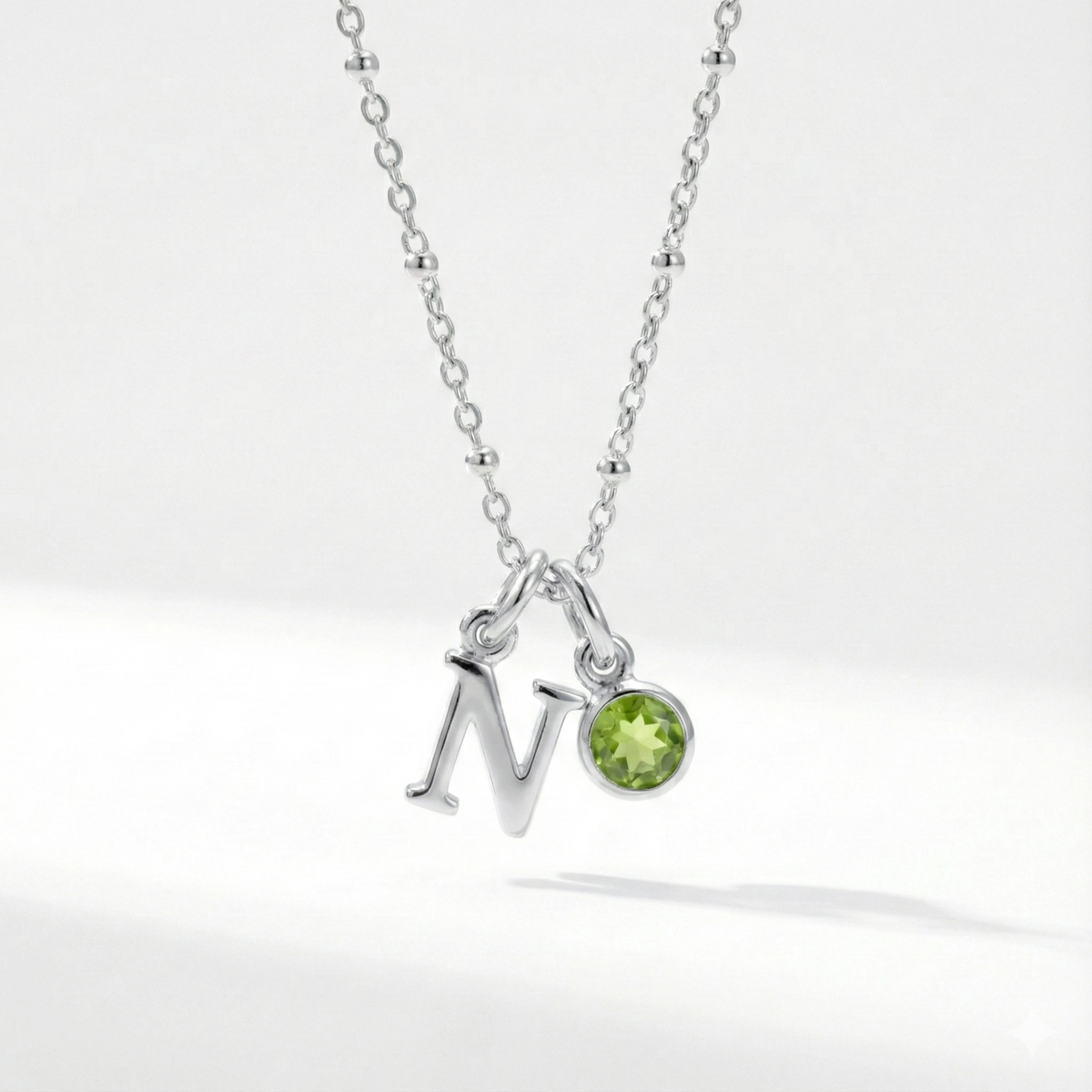Initial &amp; August Birthstone Necklace | Personalised Peridot Gift