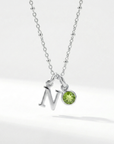 Initial & August Birthstone Necklace | Personalised Peridot Gift