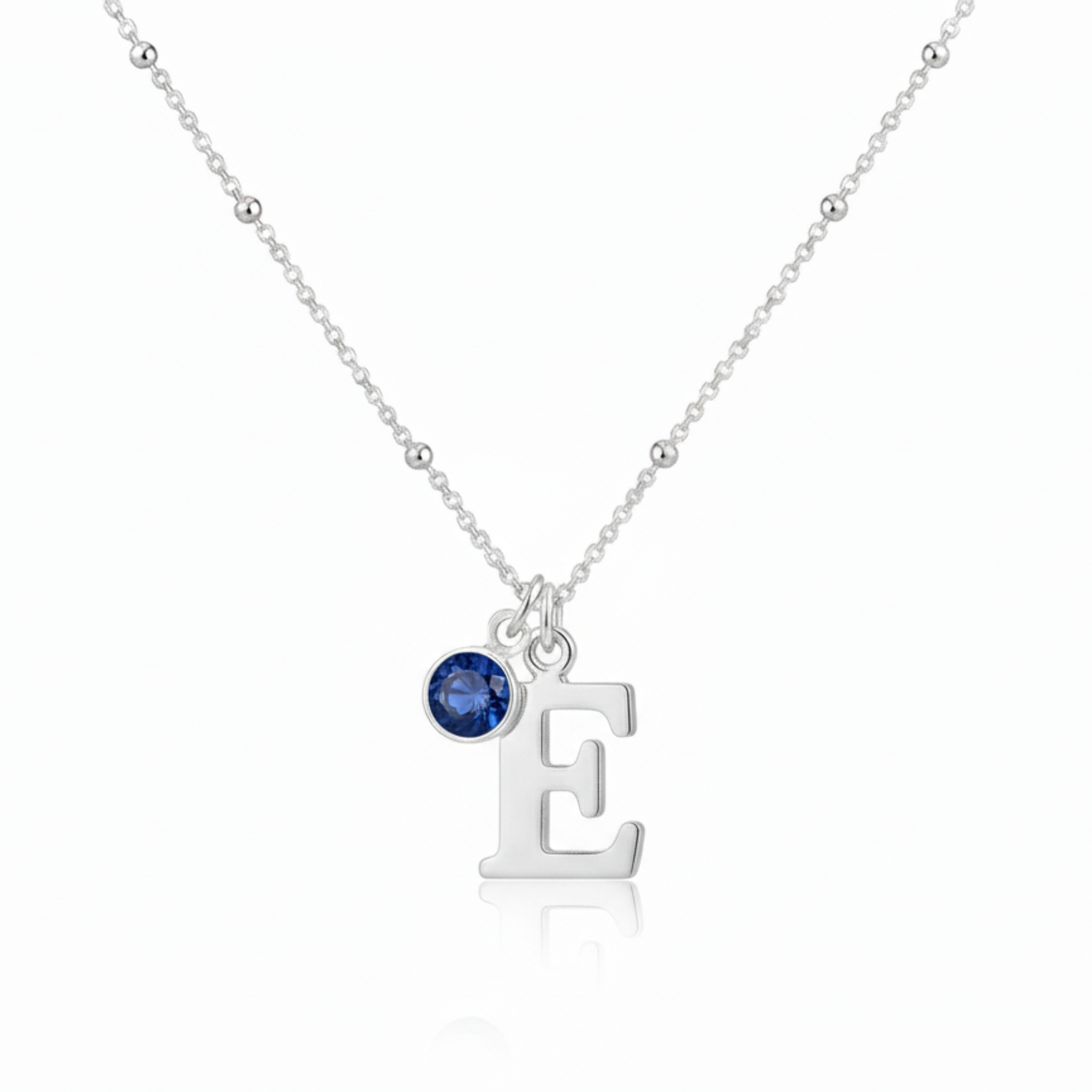 Initial &amp; September Birthstone Necklace | Personalised Sapphire Gift
