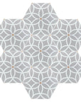 Luxury Petal porcelain hex tiles, premium anti-slip outdoor floor tiles in pastel, green, black by Maria Starling Design at brixbailey.com