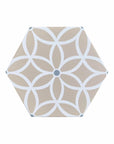Petal porcelain hex tiles, premium anti-slip outdoor floor tiles in pastel, green, black, luxury bathroom kitchen patio tiles by Maria Starling Design at brixbailey.com