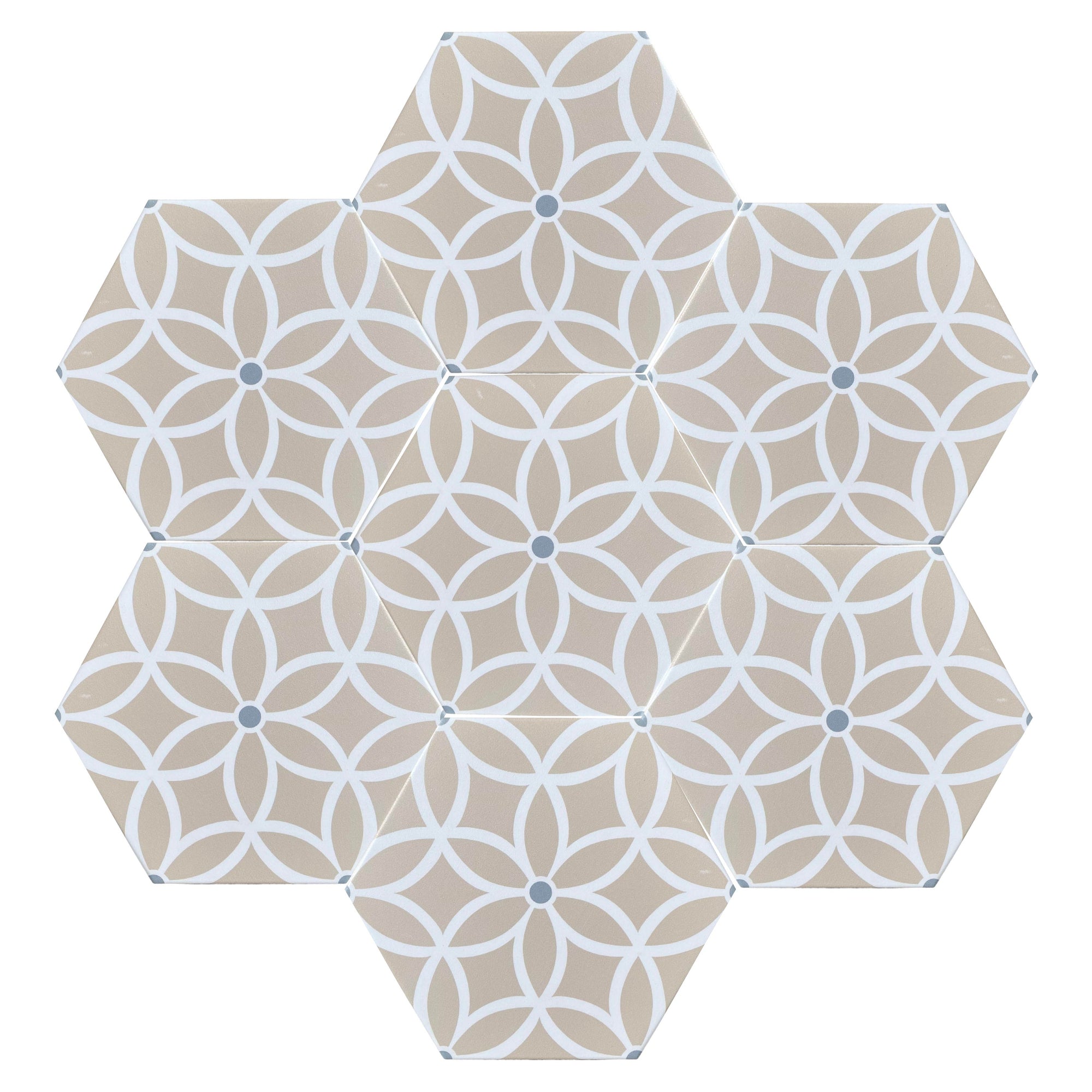 Luxury Petal porcelain hex tiles in pastel, green, black, premium anti-slip outdoor grade by Maria Starling Design at brixbailey.com