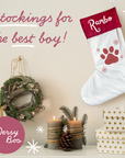 Personalised Pet Christmas Stocking with Paw Print