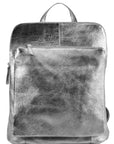 Pewter Convertible Metallic Leather Pocket Backpack - Brix + Bailey