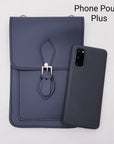Handmade Leather Mobile Phone Pouch Plus - Black