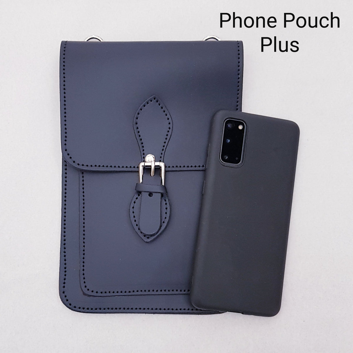 Handmade Leather Mobile Phone Pouch Plus - Pastel Baby Blue