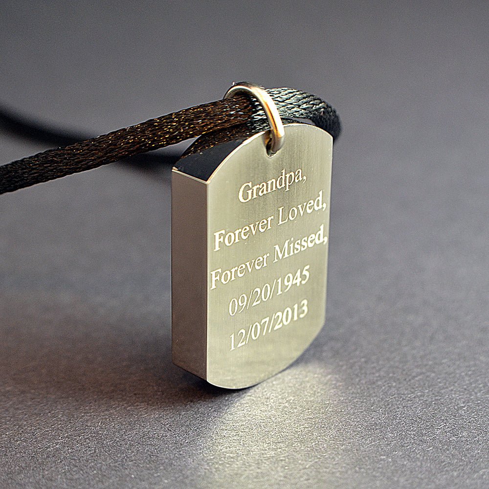Personalised Memorial Dog Tag Necklace – Cremation Ashes Urn Pendant