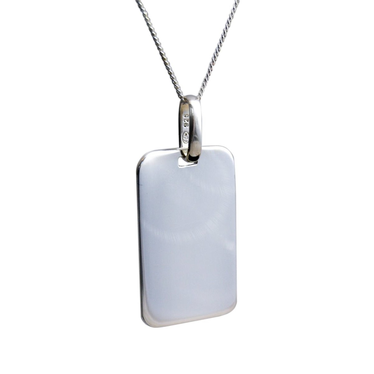 Personalised Silver Dog Tag – Sterling Silver Necklace | Custom Engraved Photo Pendant