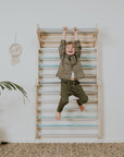 Pikler Triangle Climber with Swedish Wall Add-On (Ages 6m–7y) - Pastel