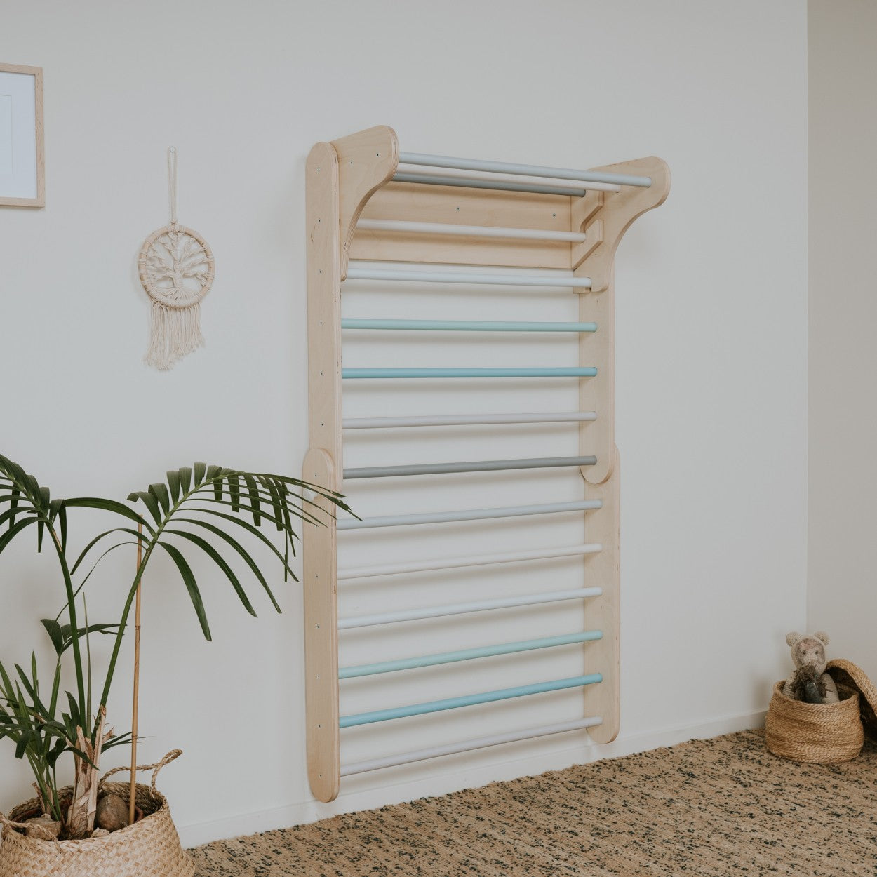 Pastel Climbing Set with Pikler Triangle and Wall