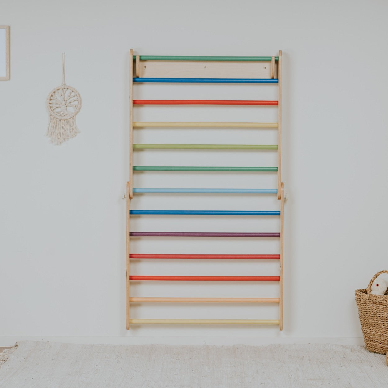 Indoor Rainbow Climber and Swedish Wall Play Set