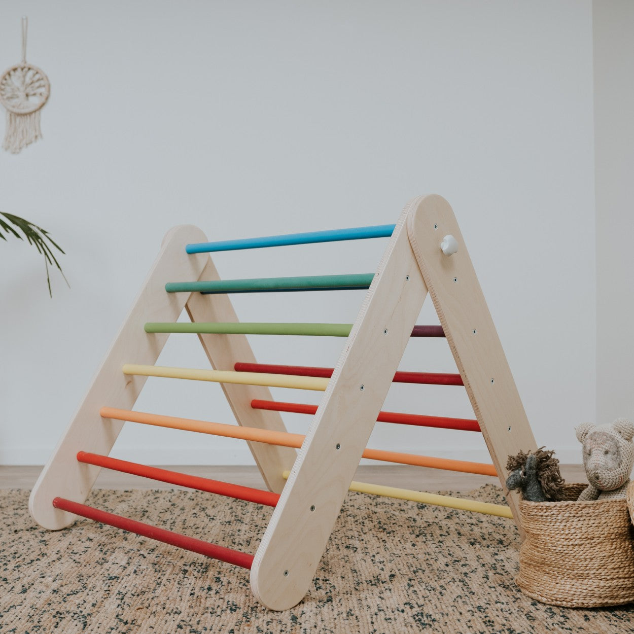 Indoor Rainbow Climber and Swedish Wall Play Set