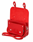 Leather Midi Satchel - Pillar Box Red