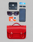 Leather Midi Satchel - Pillar Box Red