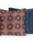 Ajrakh Hand-block Print Star Flower Cushion Cover - Blue Off-White