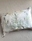 Cream and neutral Silk Pillowcase in hand painted 'Graceful' print, Standard size Oxford style Pillowcase