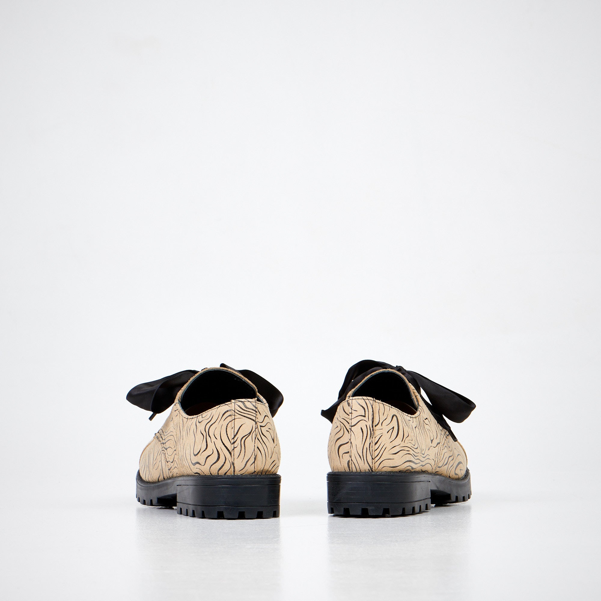 Beige Zebra Leather Walking Shoes Unisex