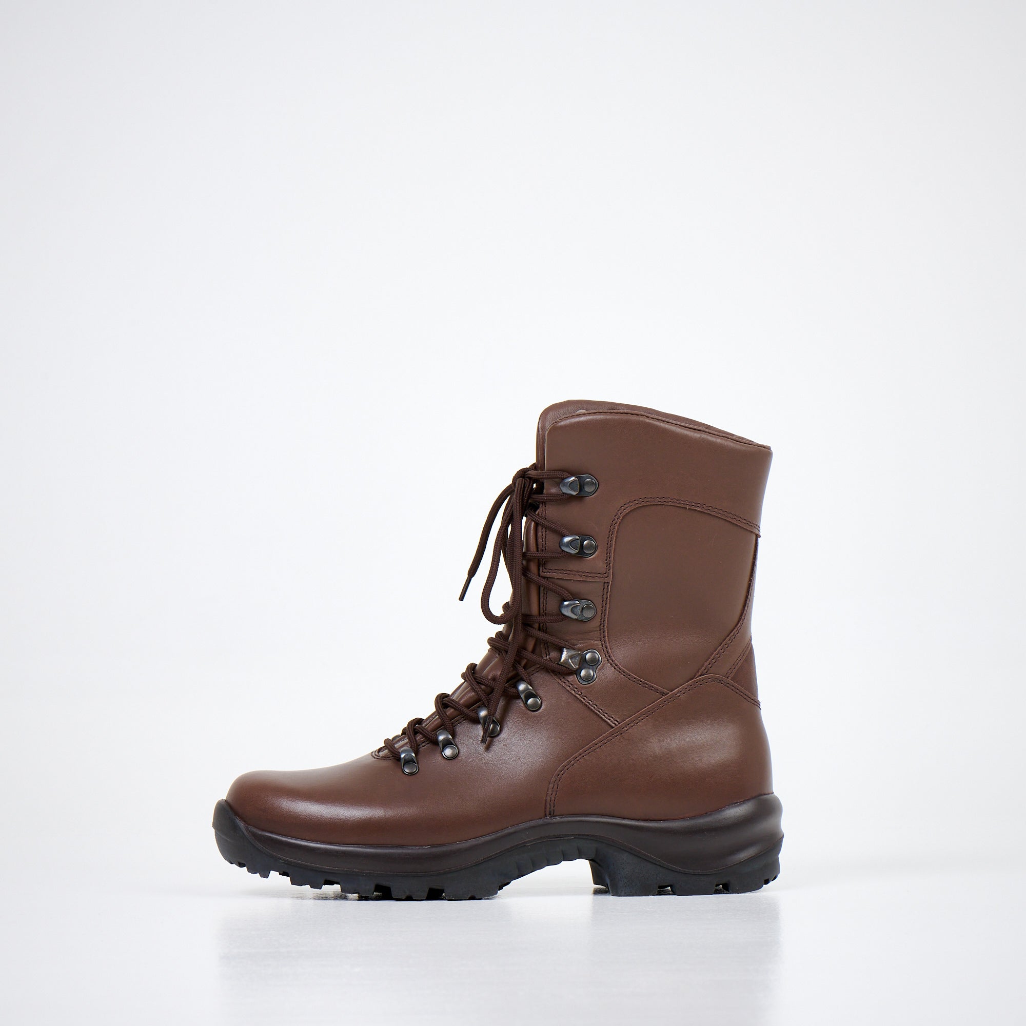 Dark Brown Military Style Leather Boots