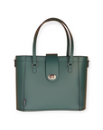 Leather Mini Twist Lock Shopper Bag - Pine
