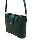 Leather Mini Twist Lock Shopper Bag - Pine