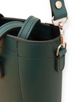 Leather Mini Twist Lock Shopper Bag - Pine