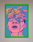 Pink Flowers On Face Framed Wall Art