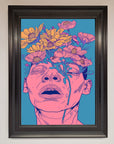 Pink Flowers On Face Framed Wall Art