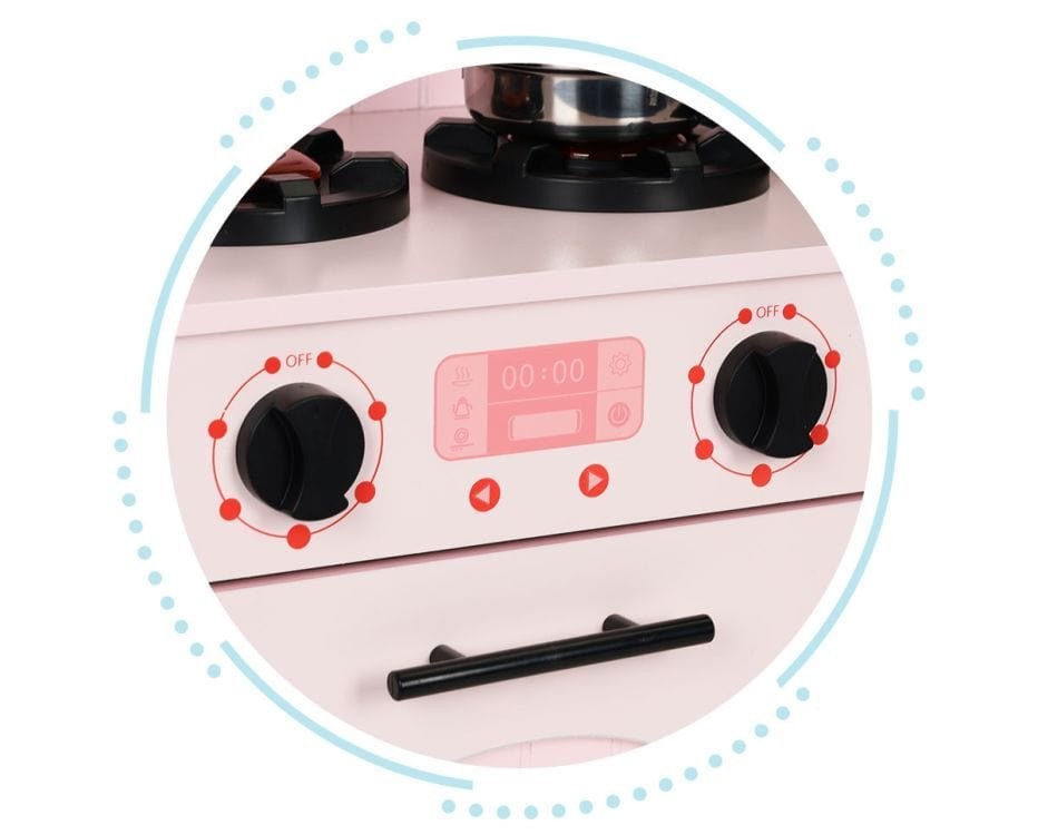 Pink Wooden Play Kitchen with Accessories