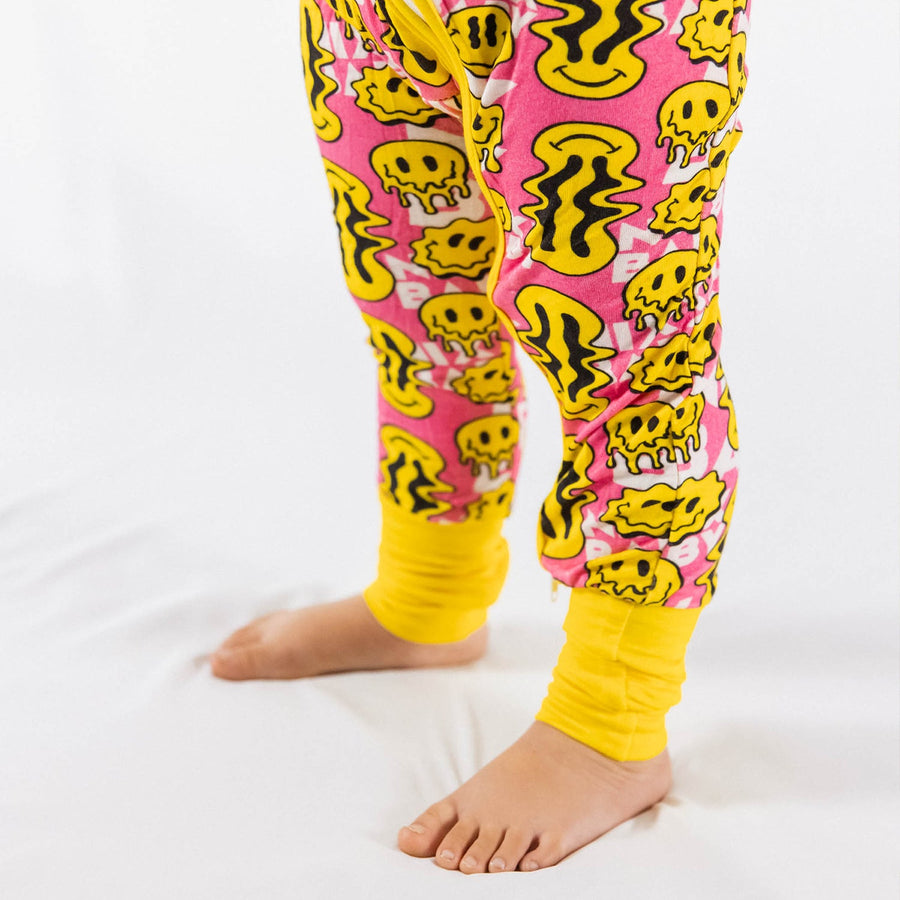 Trippy Smiles Pink Bamboo Zip Onesie - Soft, Stretchy & Perfect for Baby Girls by NIXX BABY at brixbailey.com