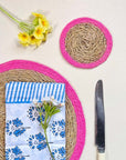 Seagrass Coaster - Pink (Set of 4)