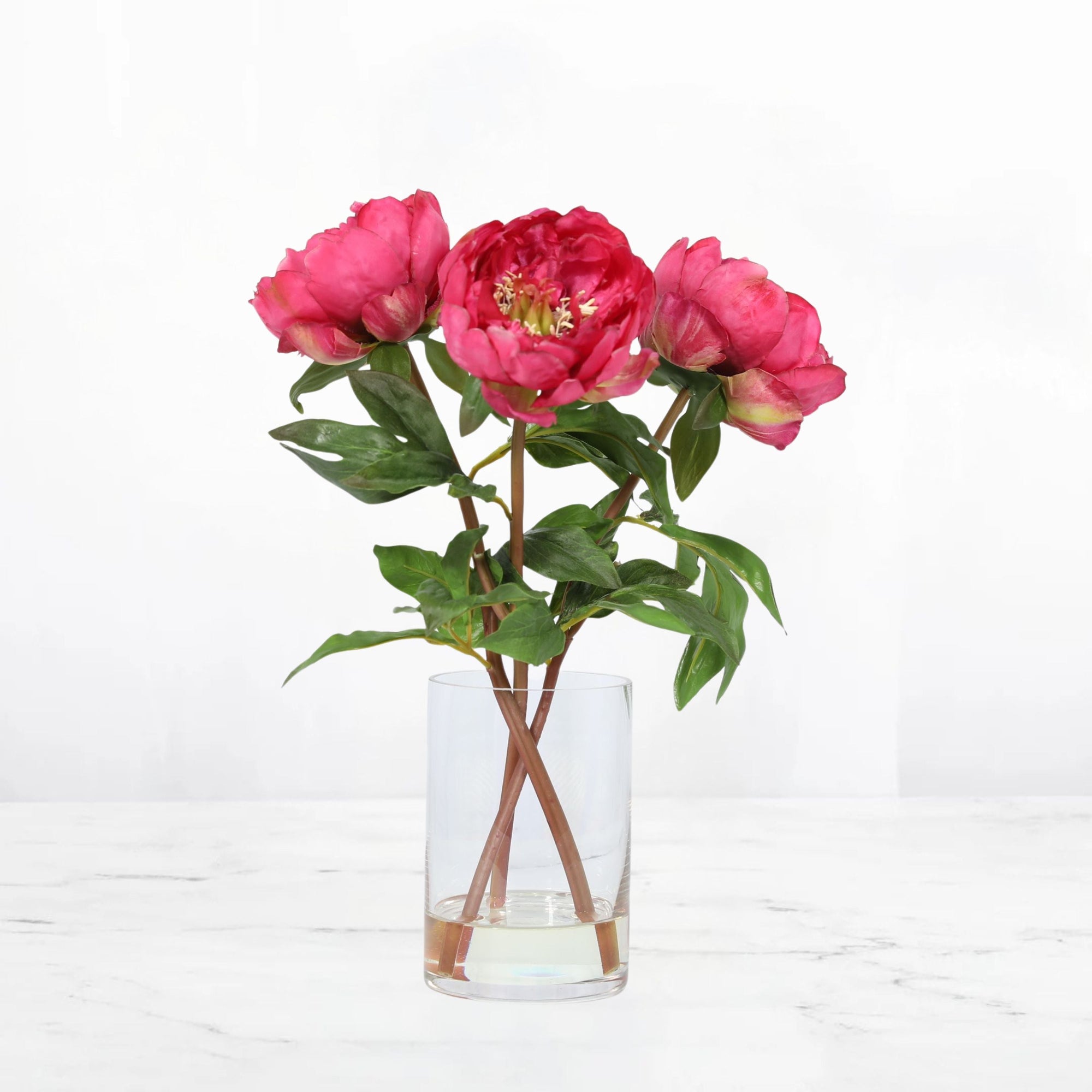 Silk Peony Flower Arrangement In Vase - 15"