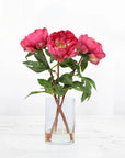 Silk Peony Flower Arrangement In Vase - 15"