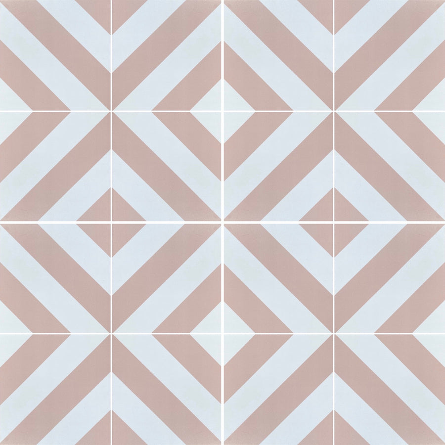 Luxury pink stripe porcelain tile, premium durable chevron pattern for indoor outdoor use by Maria Starling Design at brixbailey.com