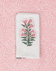 Pink Gladioli Cotton Block Print Napkins | Set of 4