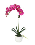Faux Orchid Plant in White Vase - 18"