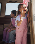 Fuchsia Seersucker Dungarees