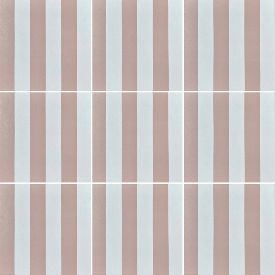 Pink stripe porcelain tile, premium luxury stylish durable indoor outdoor anti-slip no sealing required, best-selling trending hardwearing by Maria Starling Design at brixbailey.com