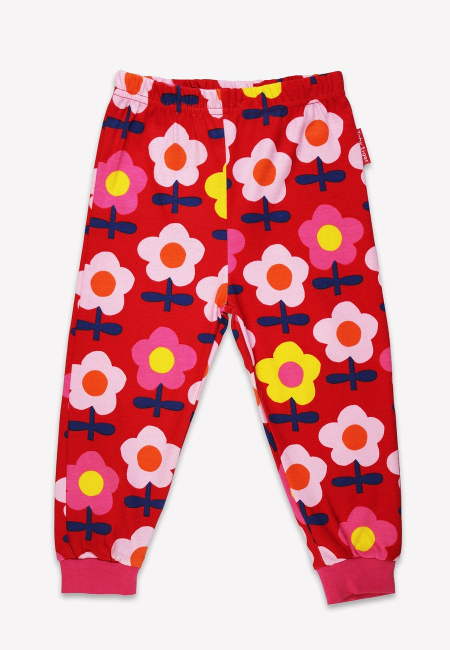 Stylish Retro Floral Print Organic Cotton Two-Piece Kids Pyjama Set in Pink, GOTS Certified and Skin-Friendly by Toby Tiger at brixbailey.com
