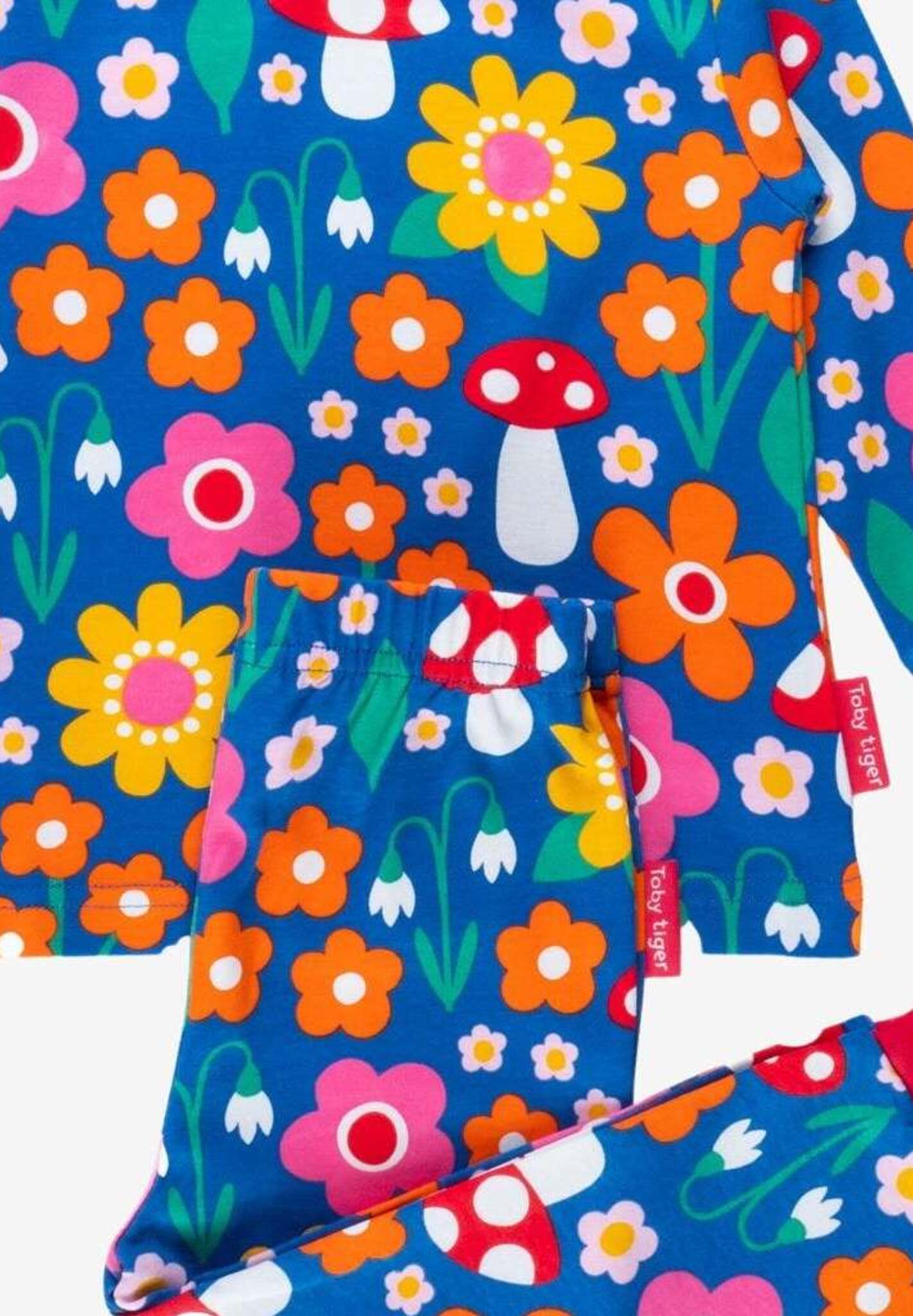 Premium Organic Cotton Floral Kids Pajamas with Comfortable Waistband, Soft Cuffs, and Eco-Friendly Dyes by Toby Tiger at brixbailey.com
