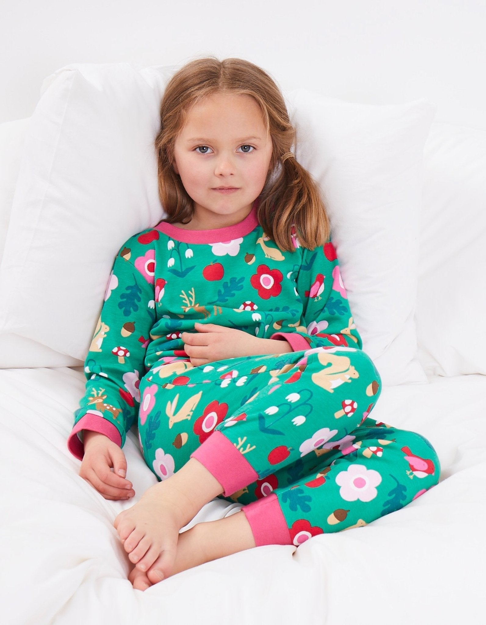 Premium Organic Cotton Kids Pajama Set with Adorable Forest Print, GOTS Certified, Soft and Comfortable Sleepwear by Toby Tiger at brixbailey.com