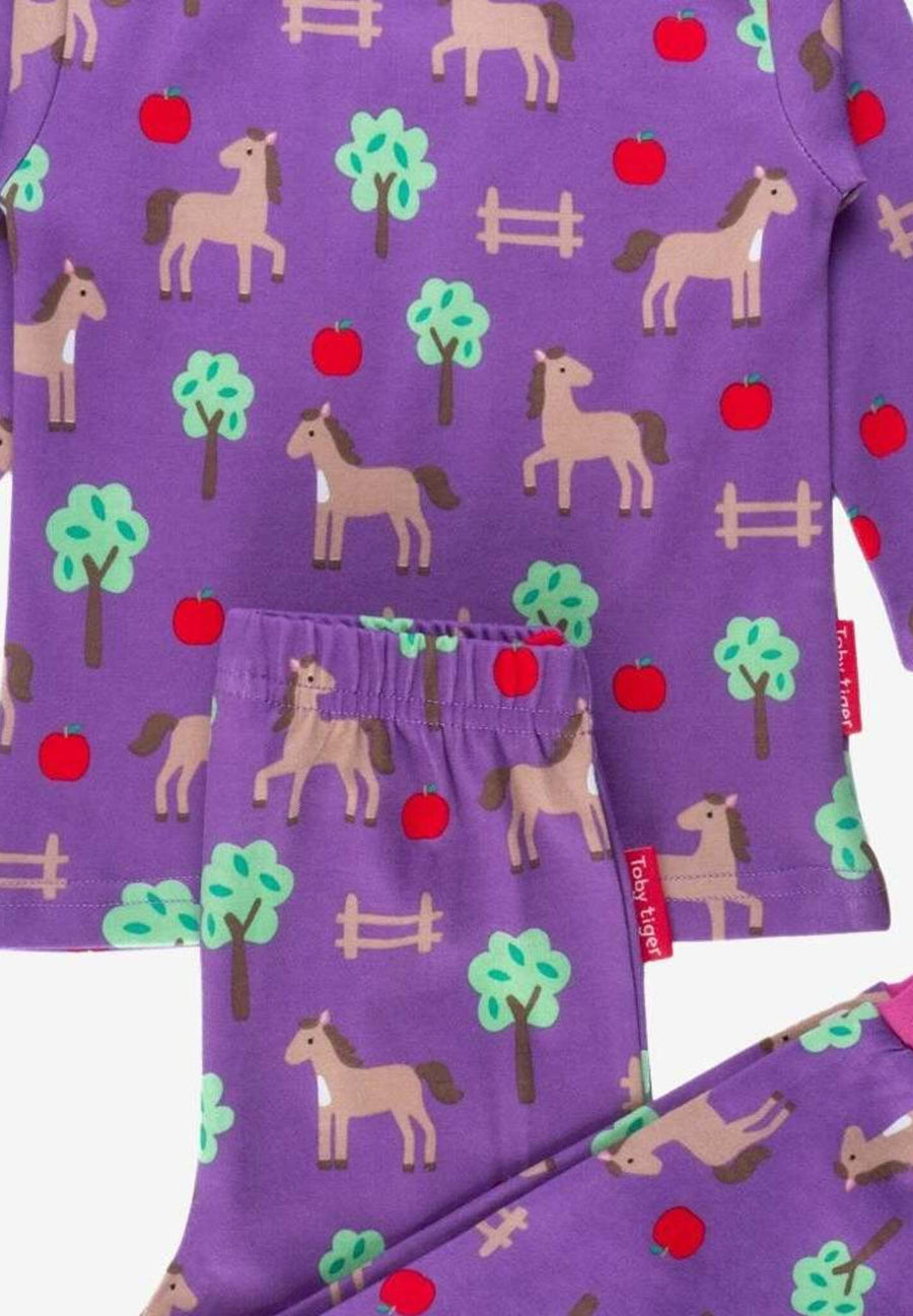 Premium Organic Cotton Kids Pajamas with Horse Print, Soft and Comfortable Sleepwear for Children by Toby Tiger at brixbailey.com