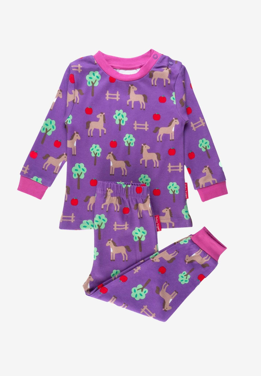 Premium Organic Cotton Kids Pajamas with Horse Print, Soft and Comfortable Sleepwear for Children by Toby Tiger at brixbailey.com